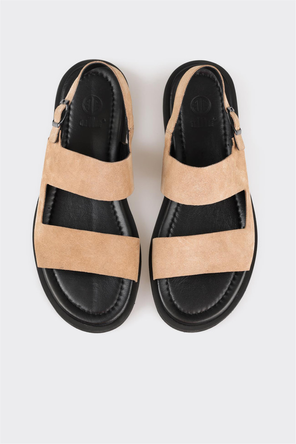 Vizon süet bantlı erkek sandalet, rahat kullanım için - Elle Shoes