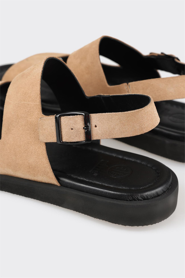 Vizon süet bantlı erkek sandalet, rahat kullanım için - Elle Shoes