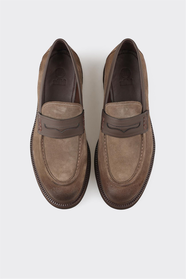 Vizon deri erkek loafer, günlük kullanım için - Elle Shoes