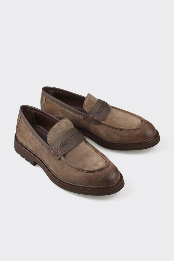 Vizon deri erkek loafer, günlük kullanım için - Elle Shoes