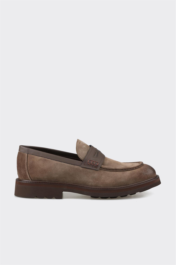 Vizon deri erkek loafer, günlük kullanım için - Elle Shoes
