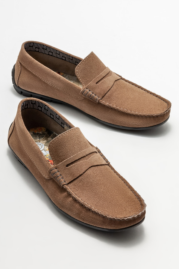 Vizon deri erkek loafer, günlük kullanım için - Elle Shoes