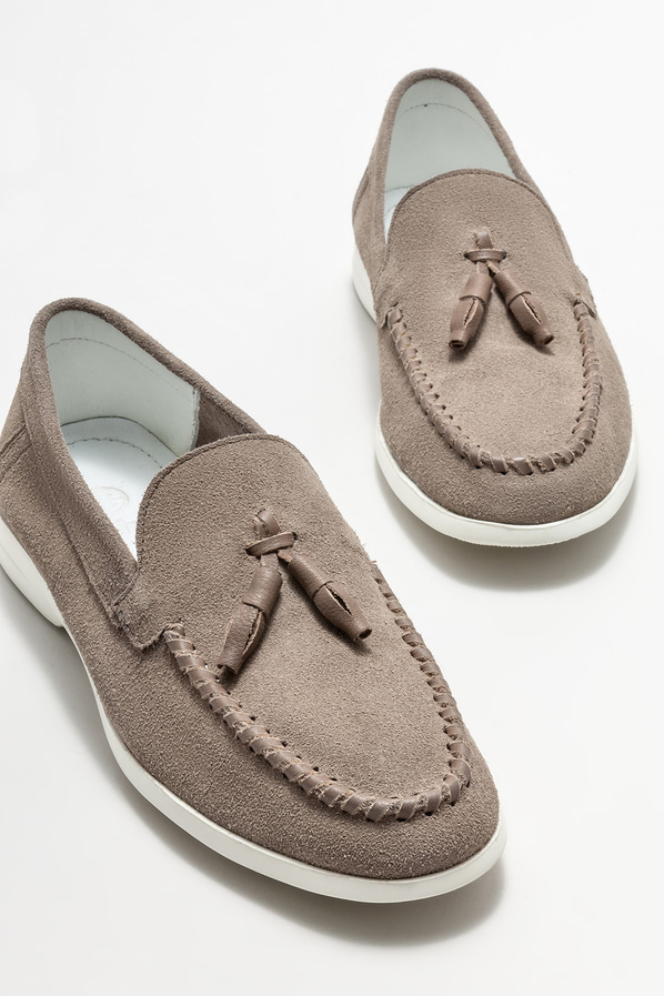 Vizon deri erkek loafer, günlük kullanım için - Elle Shoes