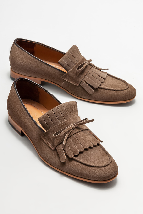 Vizon deri erkek loafer, klasik stil için - Elle Shoes