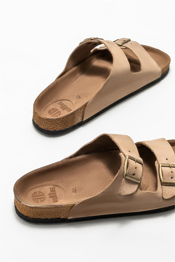 Vizon deri tokalı erkek terlik, rahat kullanım için - Elle Shoes