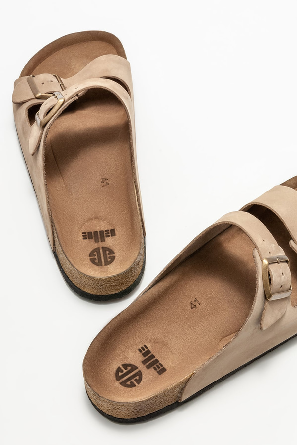 Vizon deri erkek terlik - Elle Shoes