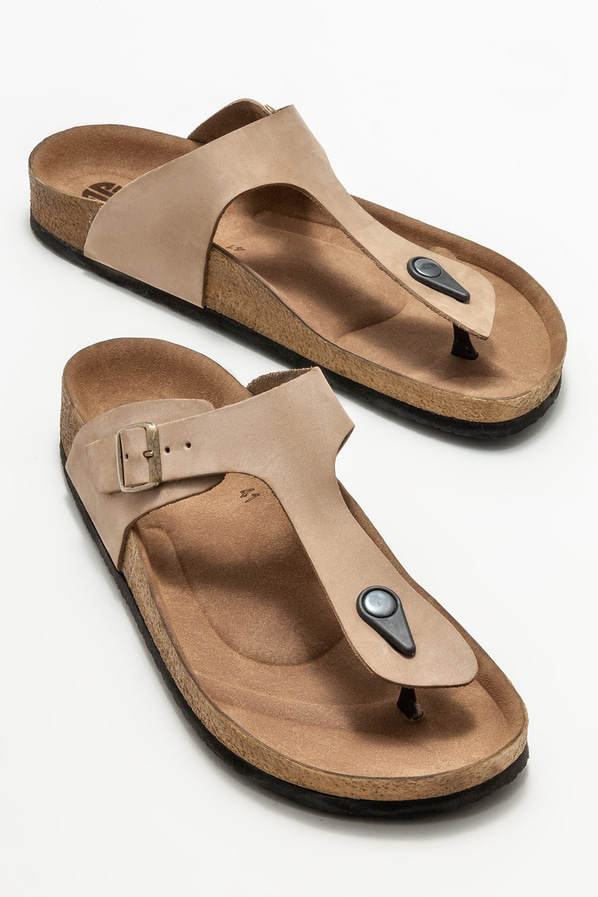 Vizon deri erkek terlik - Elle Shoes