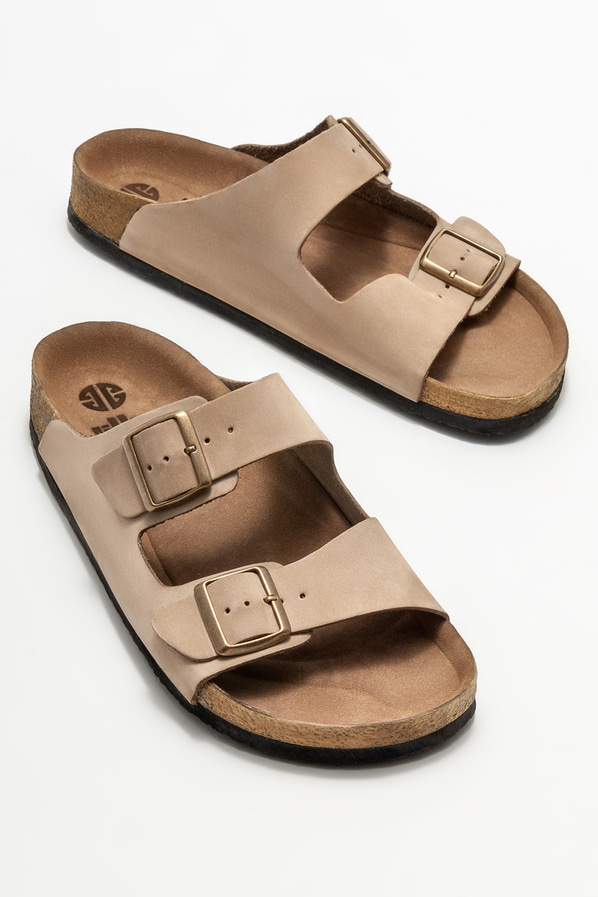 Vizon deri erkek terlik - Elle Shoes