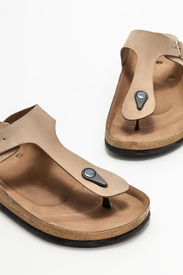 Vizon deri erkek terlik - Elle Shoes