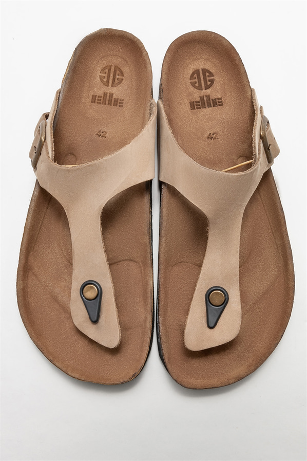 Vizon deri erkek terlik - Elle Shoes