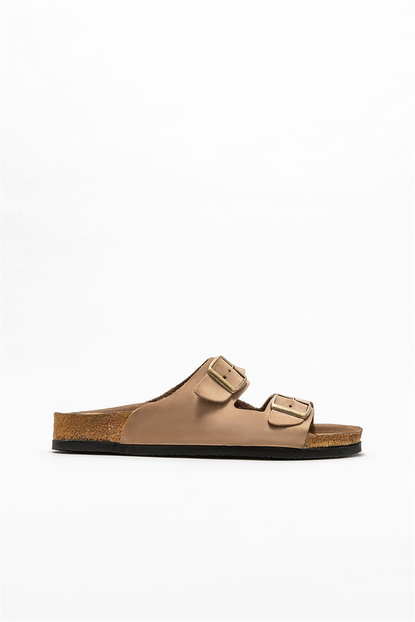 Vizon deri tokalı erkek terlik, rahat kullanım için - Elle Shoes