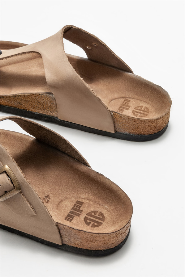 Vizon deri erkek terlik - Elle Shoes