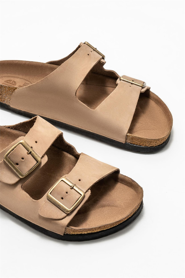 Vizon deri tokalı erkek terlik, rahat kullanım için - Elle Shoes