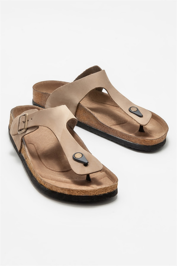 Vizon deri erkek terlik - Elle Shoes