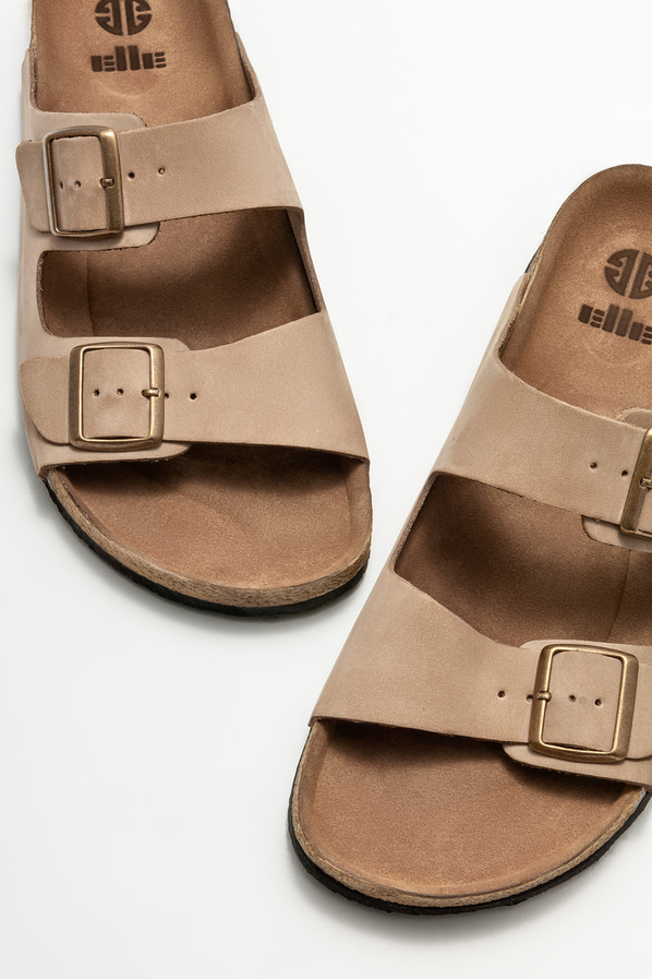 Vizon deri erkek terlik - Elle Shoes
