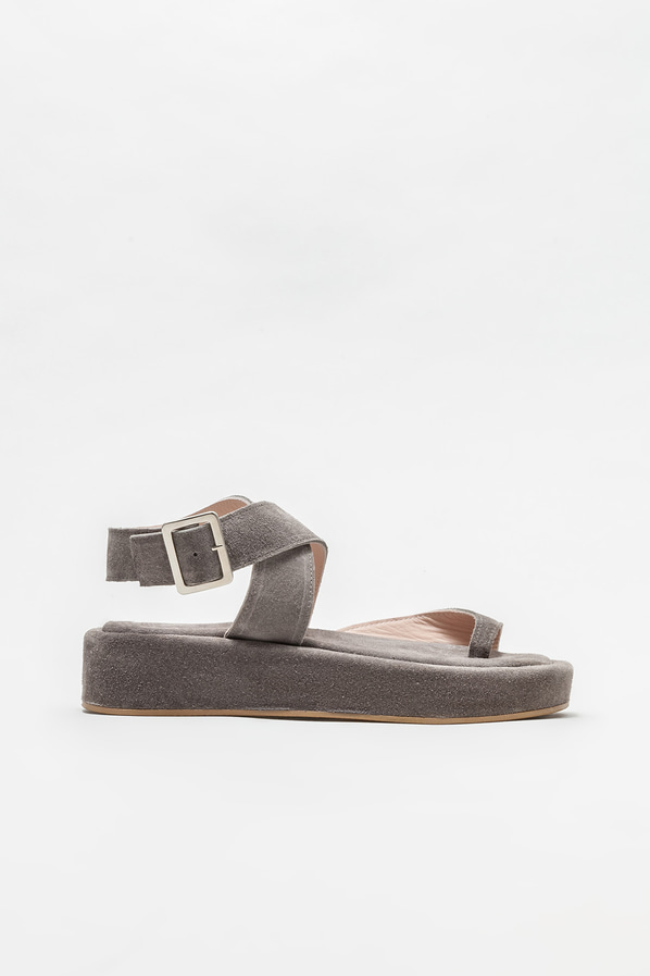 Vizon deri dolgu topuklu kadın sandalet - Elle Shoes