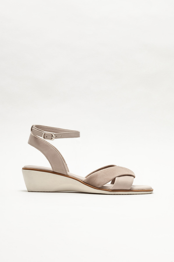 Vizon deri dolgu topuklu kadın sandalet - Elle Shoes