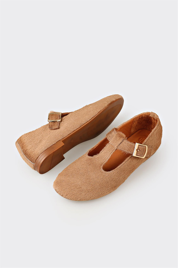 Vizon deri kadın babet, günlük kullanım için - Elle Shoes