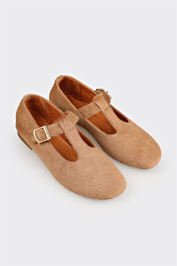 Vizon deri kadın babet, günlük kullanım için - Elle Shoes