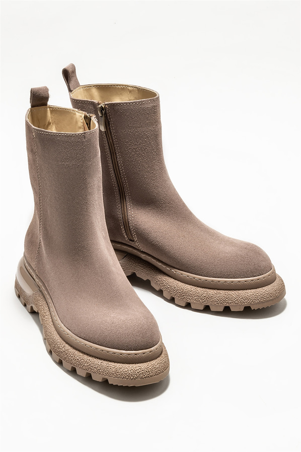 Vizon deri kadın bot, günlük kullanım için - Elle Shoes