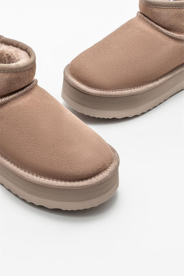 Vizon deri kadın bot, ofis stili için - Elle Shoes