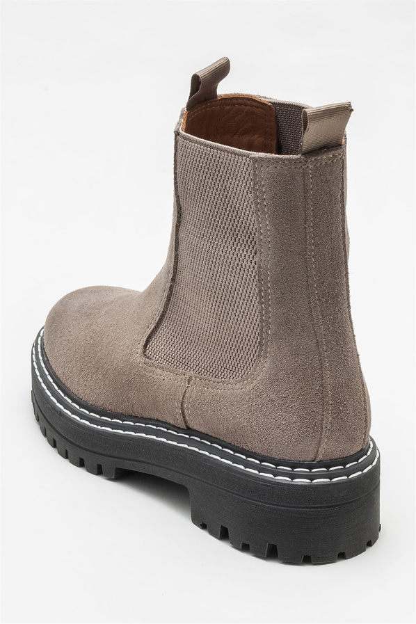 Vizon deri düz kadın bot, günlük kullanım için - Elle Shoes