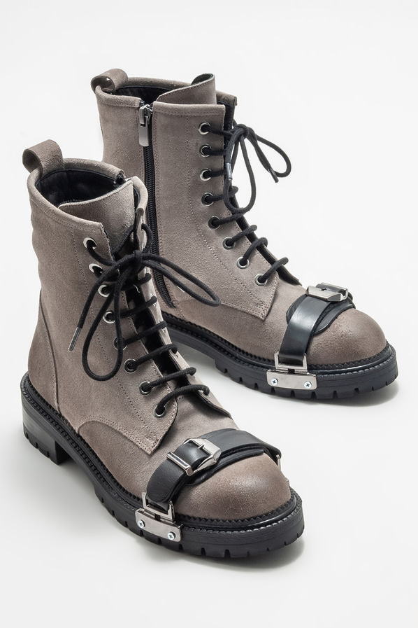Vizon deri düz kadın bot, günlük kullanım için - Elle Shoes