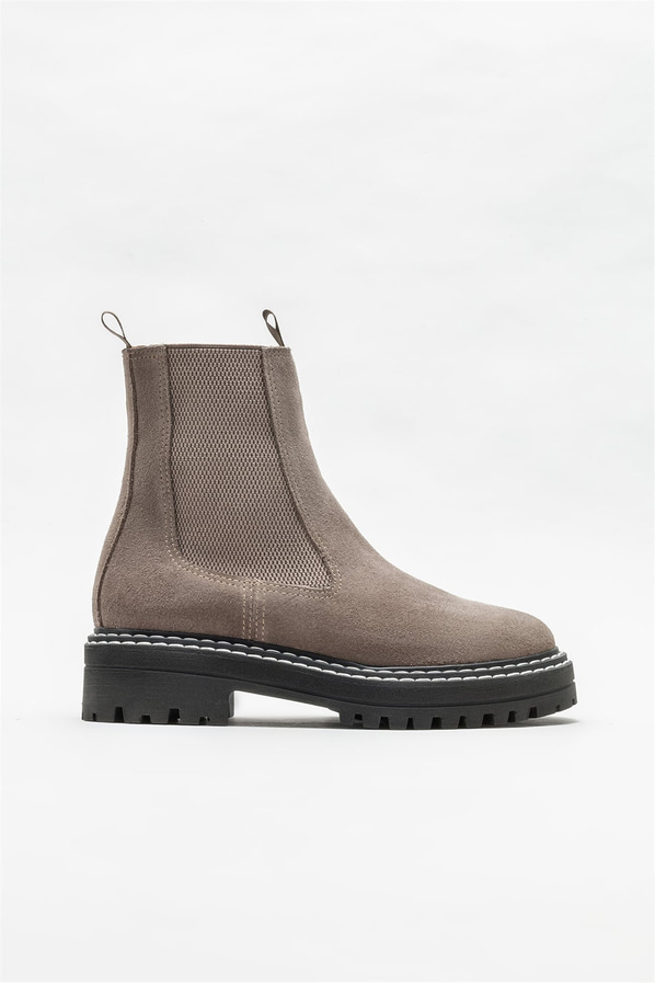 Vizon deri düz kadın bot, günlük kullanım için - Elle Shoes
