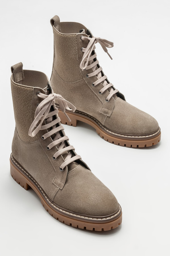 Vizon deri düz kadın bot, günlük kullanım için - Elle Shoes