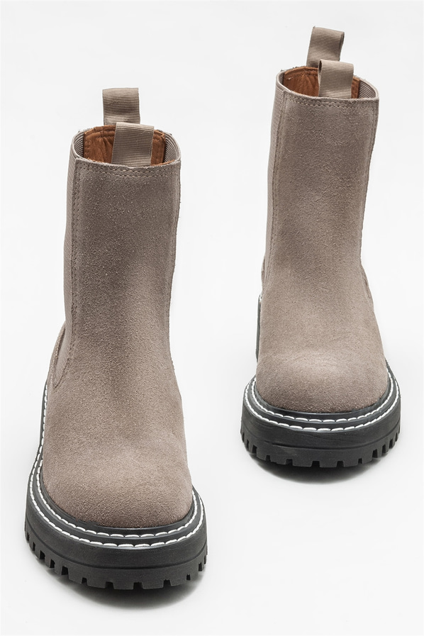 Vizon deri düz kadın bot, günlük kullanım için - Elle Shoes