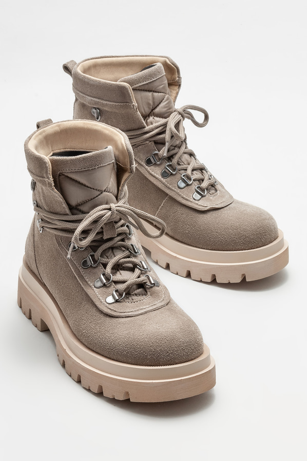 Vizon deri düz kadın bot, günlük kullanım için - Elle Shoes