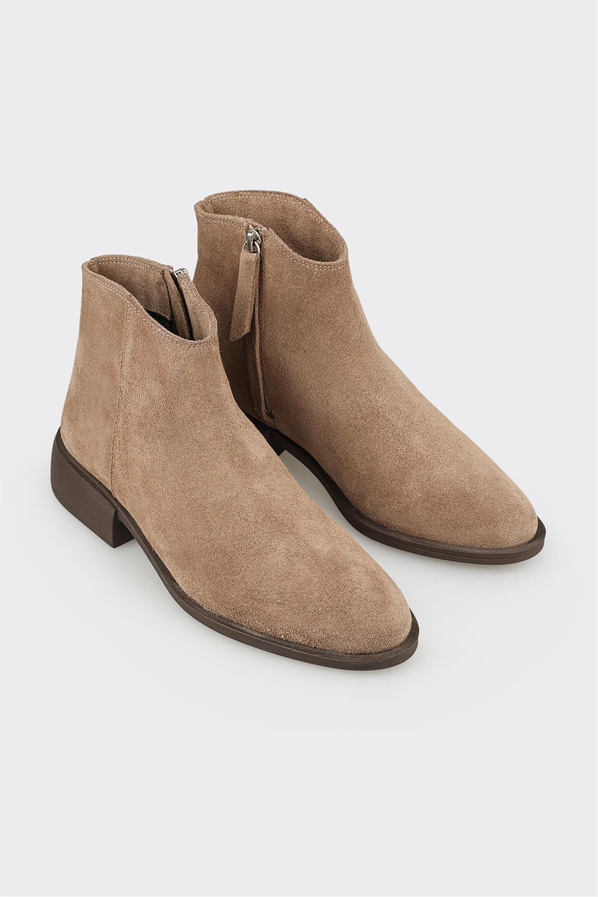 Vizon Deri Kadın Klasik Bot