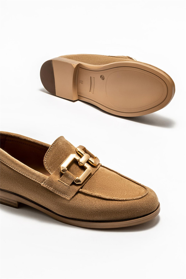 Vizon deri kadın loafer - Elle Shoes