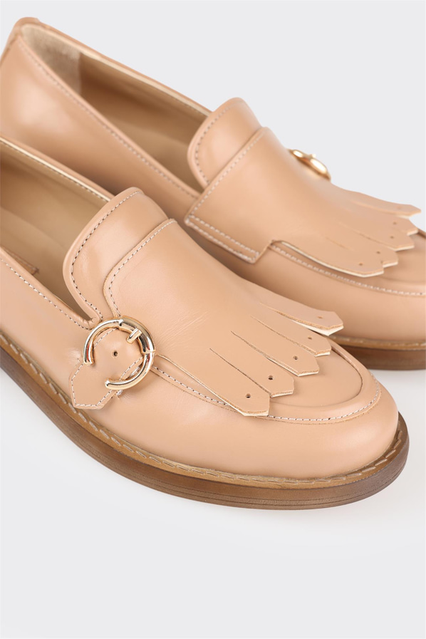 Vizon deri kadın loafer - Elle Shoes