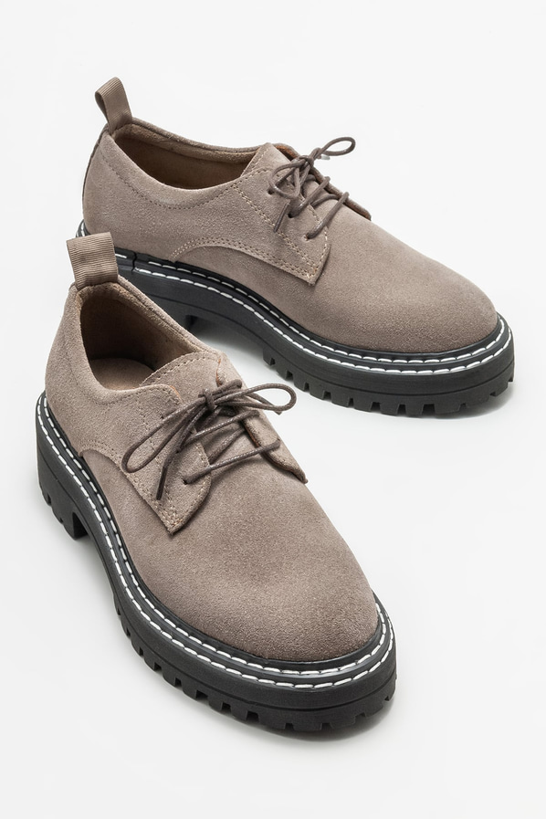 Vizon deri kadın oxford - Elle Shoes