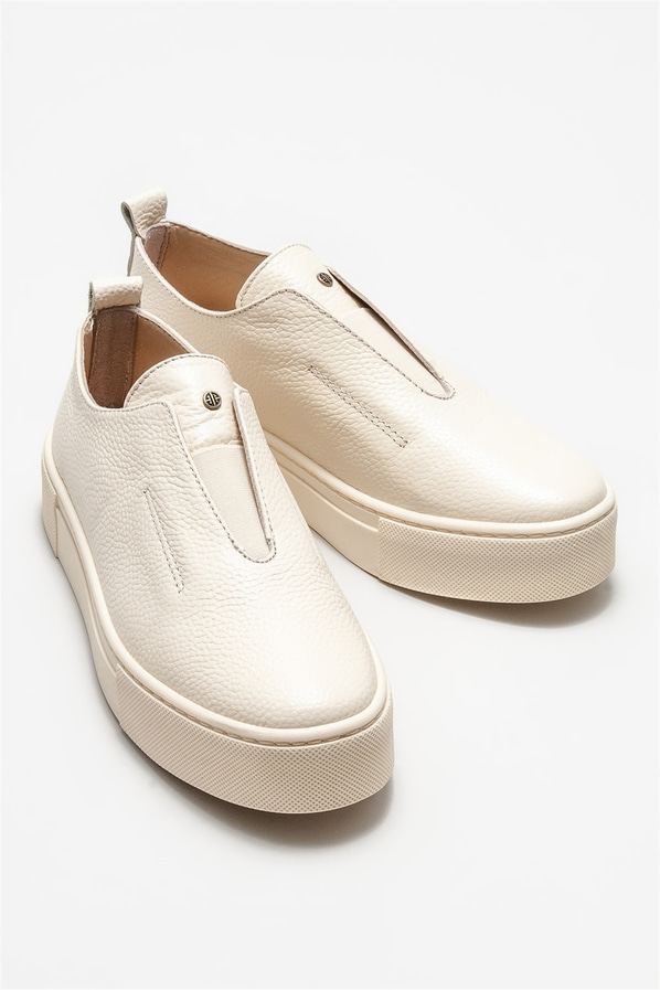 Vizon deri kadın düz ayakkabı - Elle Shoes