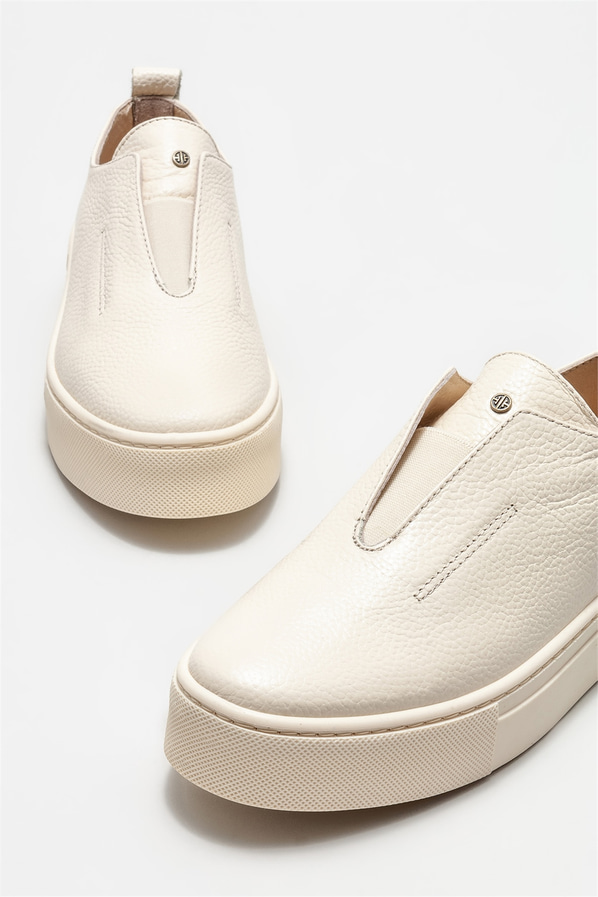 Vizon deri kadın düz ayakkabı - Elle Shoes