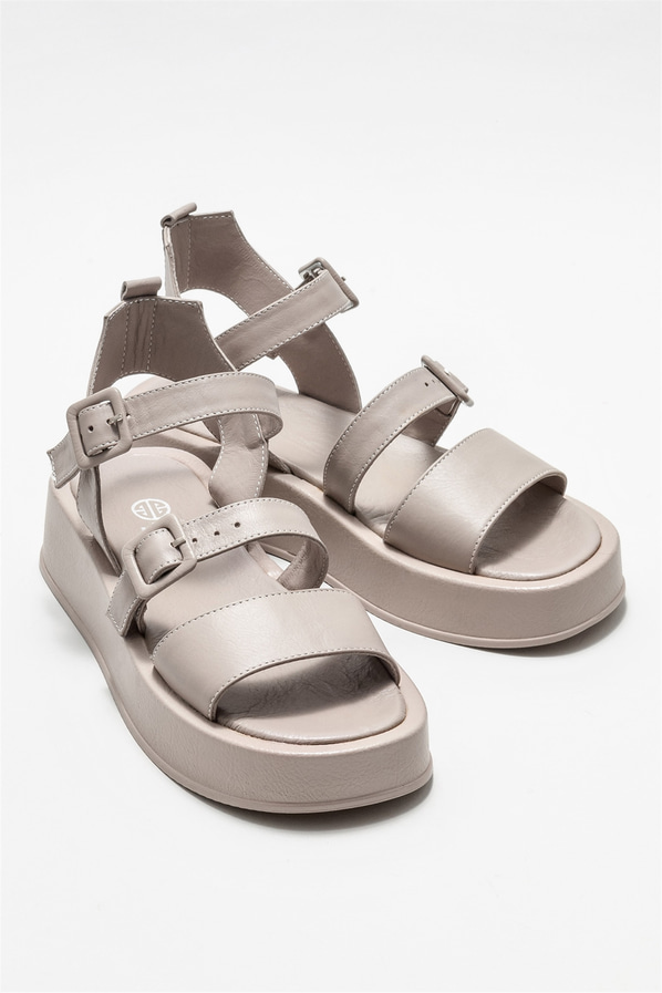 Vizon deri kadın sandalet - Elle Shoes