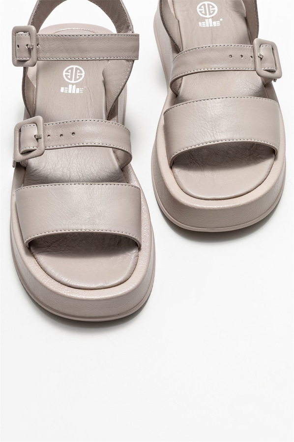 Vizon deri kadın sandalet - Elle Shoes