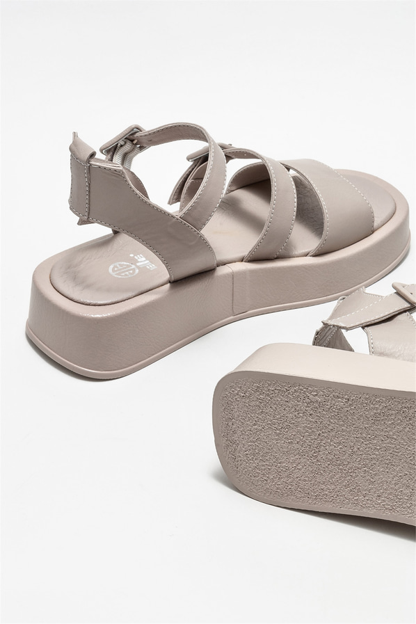 Vizon deri kadın sandalet - Elle Shoes