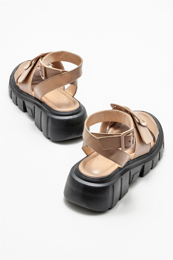 Vizon deri kadın sandalet - Elle Shoes