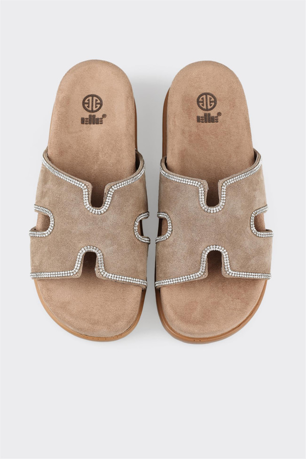 Vizon deri kalın tabanlı yumuşak dokulu kadın terlik, rahat kullanım için - Elle Shoes