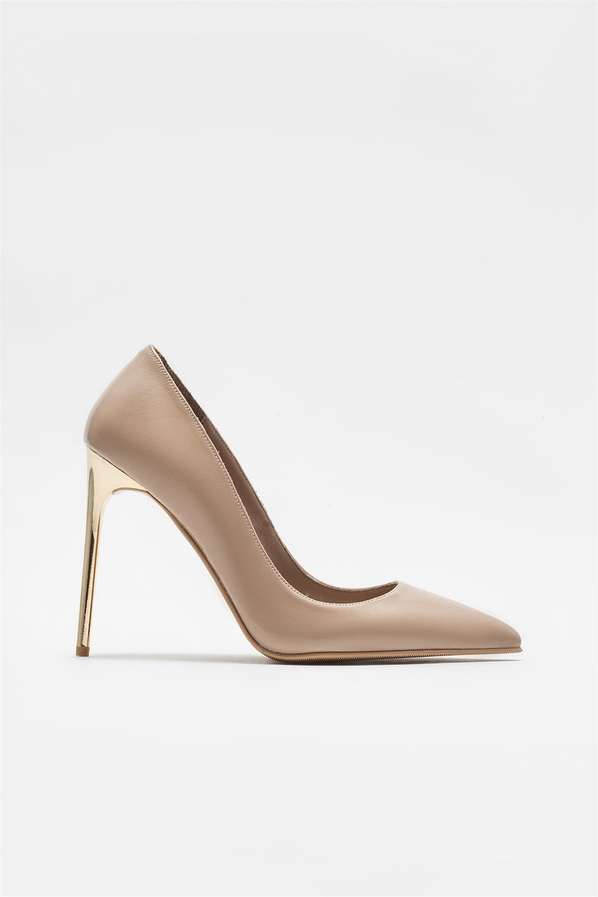 Vizon deri kadın stiletto - Elle Shoes