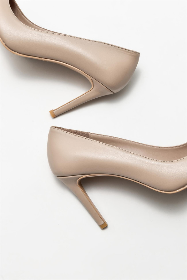 Vizon deri kadın stiletto - Elle Shoes