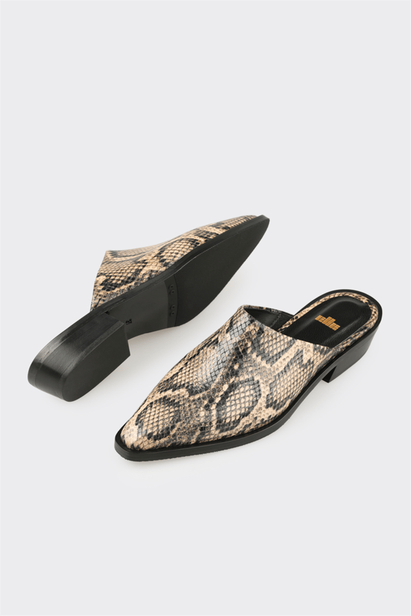 Vizon deri kadın terlik - Elle Shoes