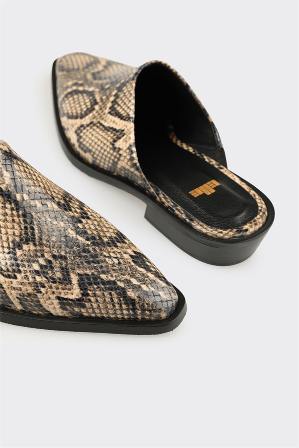 Vizon deri kadın terlik - Elle Shoes