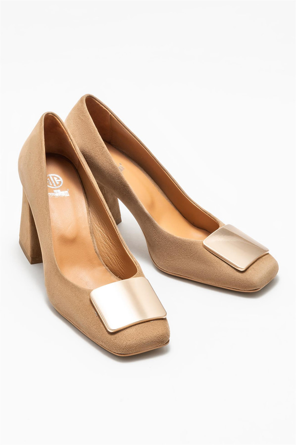 Vizon deri topuklu kadın ayakkabı - Elle Shoes
