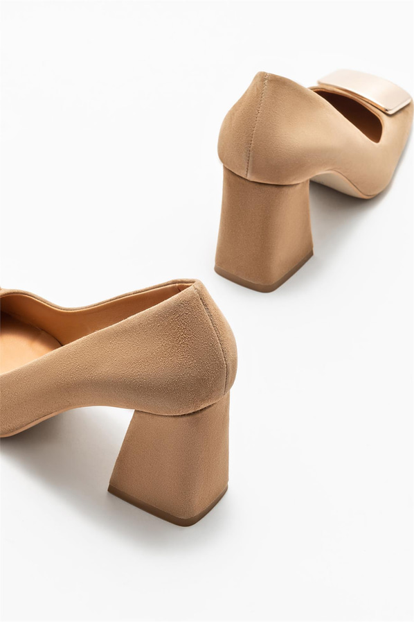 Vizon deri topuklu kadın ayakkabı - Elle Shoes