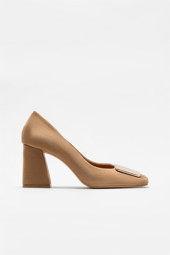 Vizon deri topuklu kadın ayakkabı - Elle Shoes
