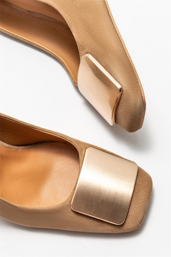 Vizon deri topuklu kadın ayakkabı - Elle Shoes